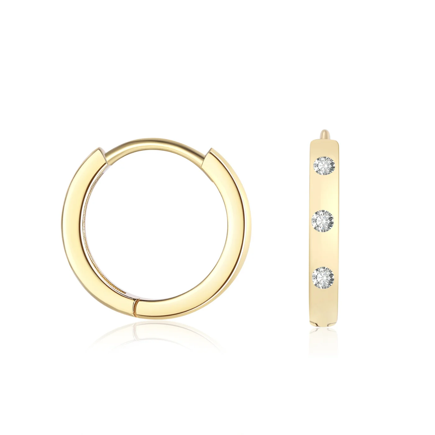 Flush Set Moissanite Huggie Earrings - Image 3