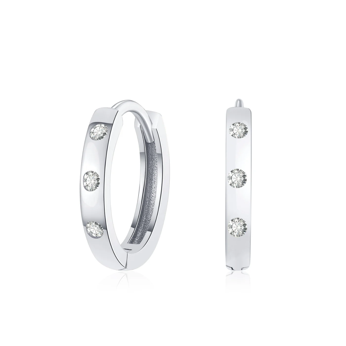 Flush Set Moissanite Huggie Earrings - Image 5