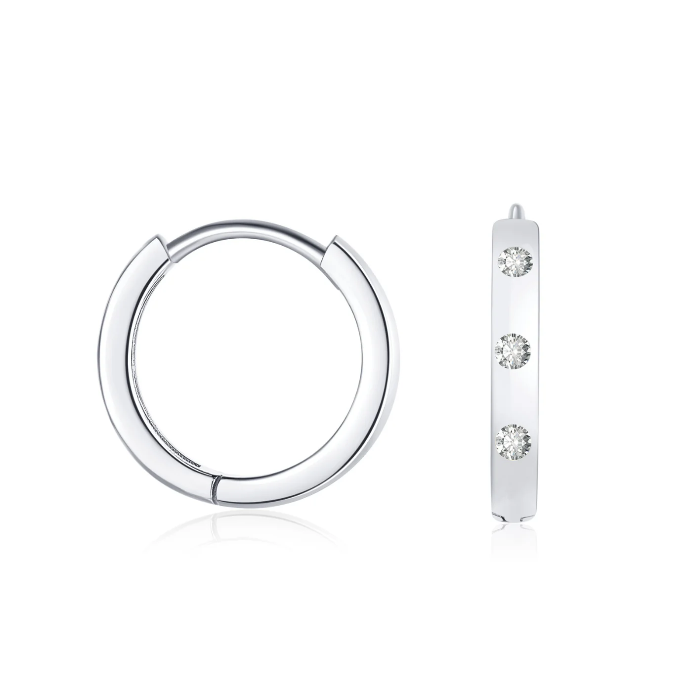 Flush Set Moissanite Huggie Earrings - Image 6