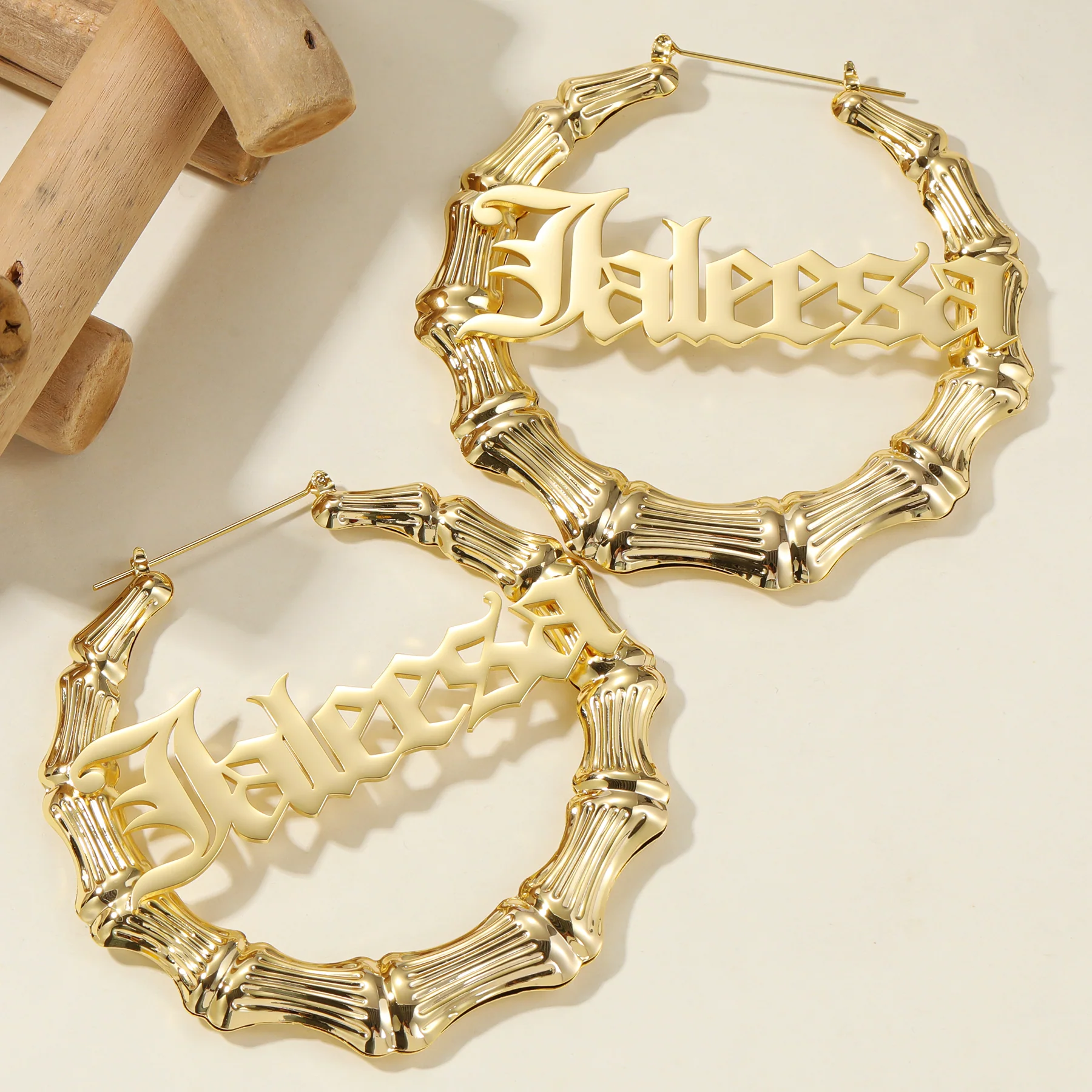 Gothic Name Hoop Earrings - Image 3