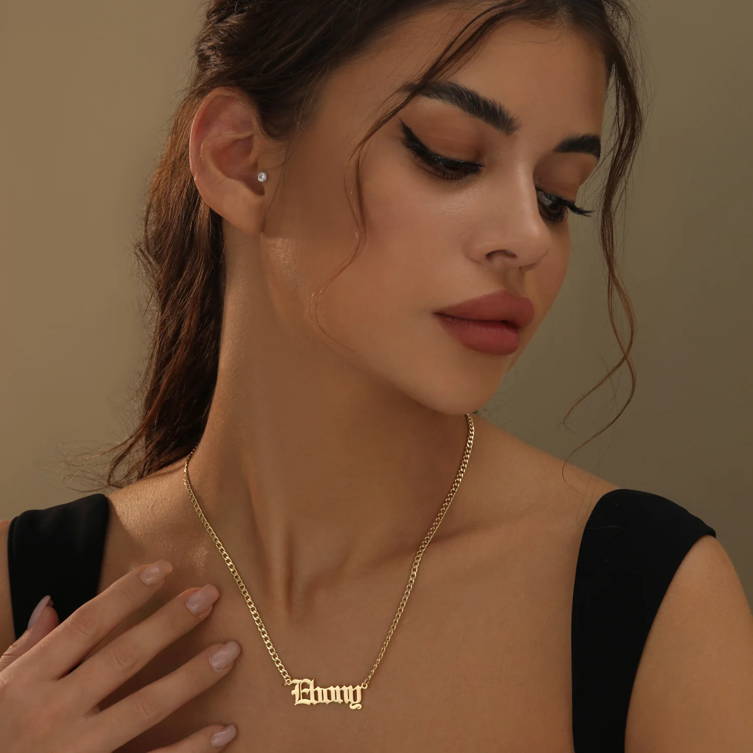 Gothic Name Necklace w/ Cuban Chain - Image 2