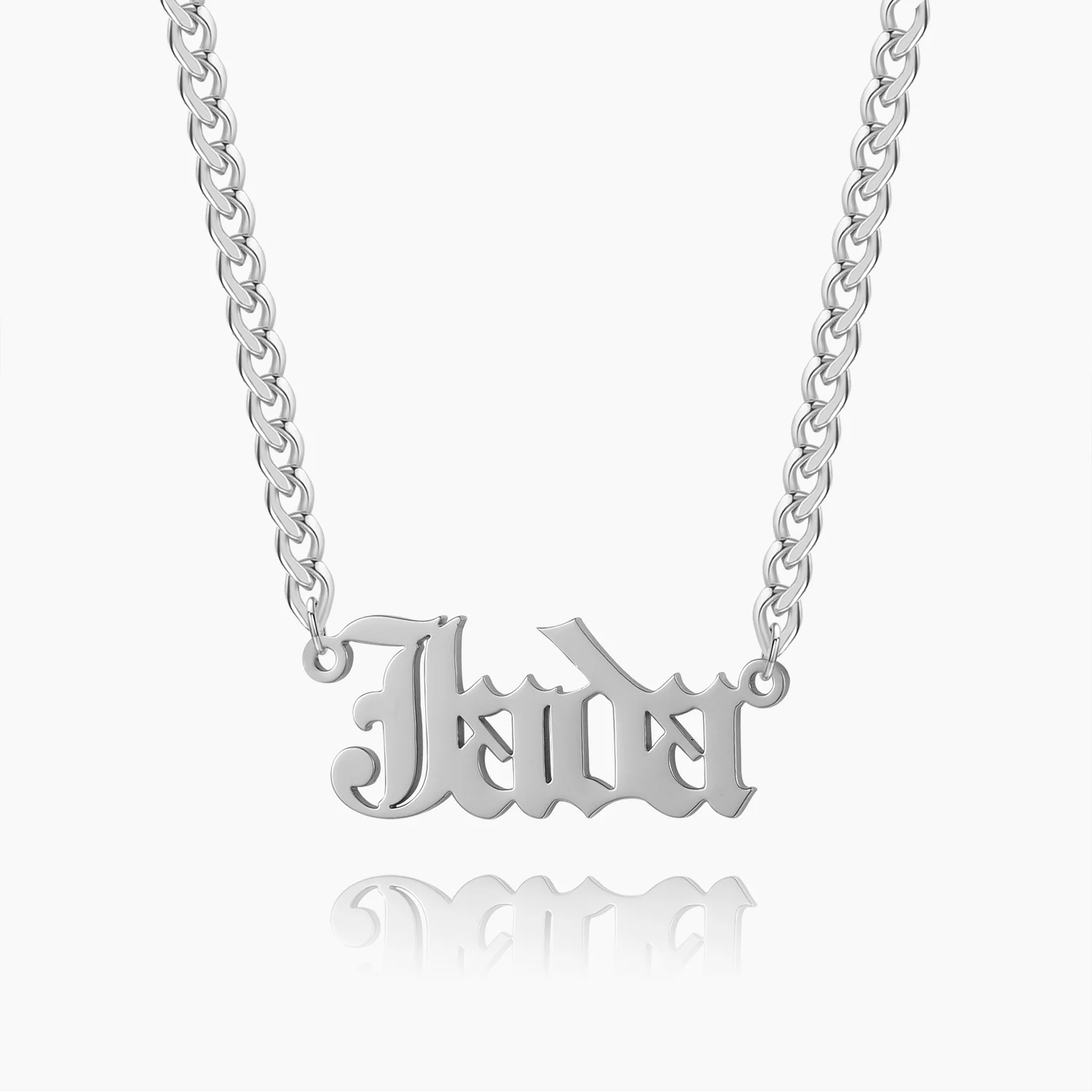 Gothic Name Necklace w/ Cuban Chain - Image 4