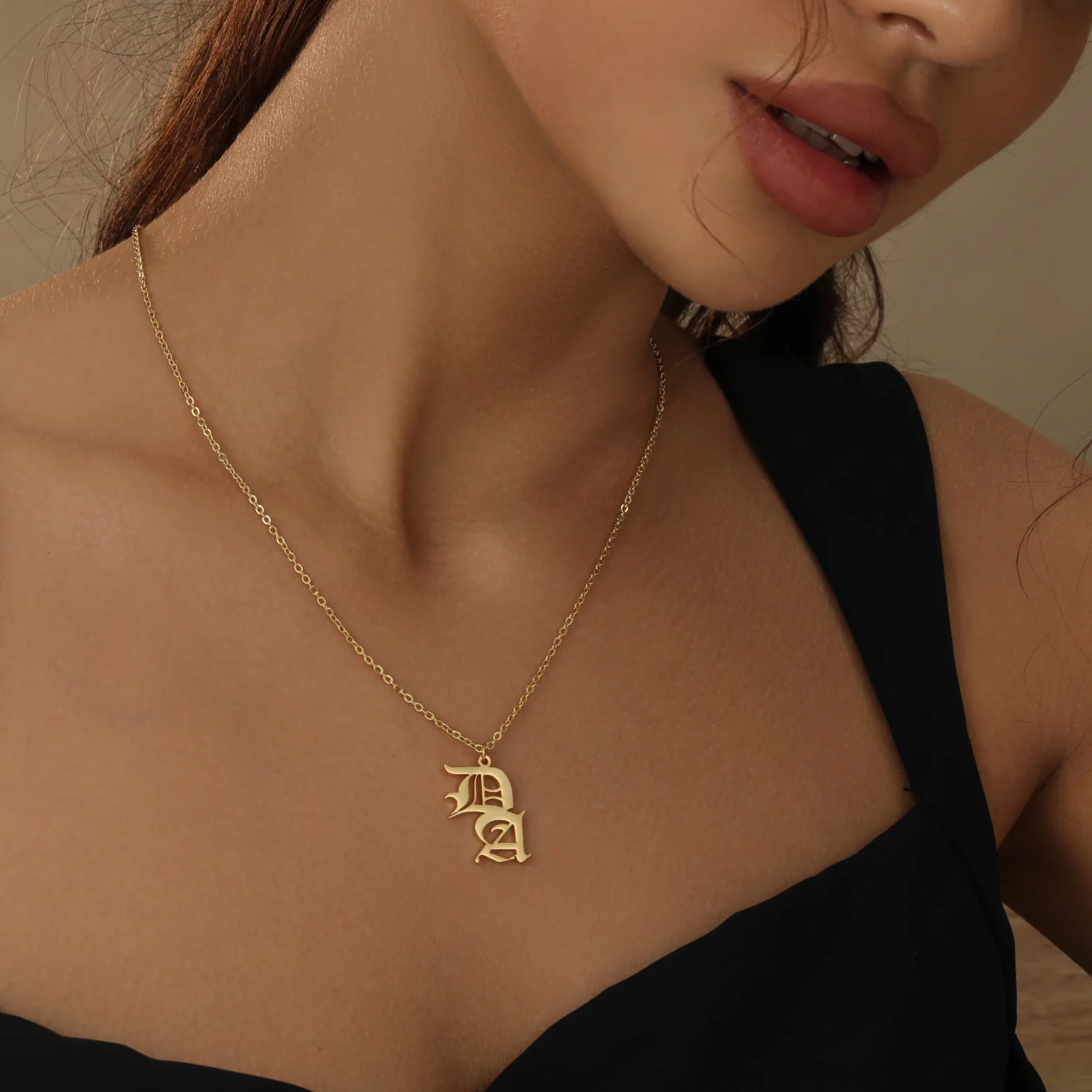 Gothic Two Letter Necklace - Image 3
