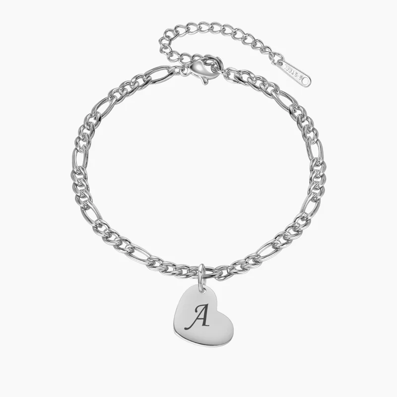 Heart Initial Engraved Anklet - Image 3