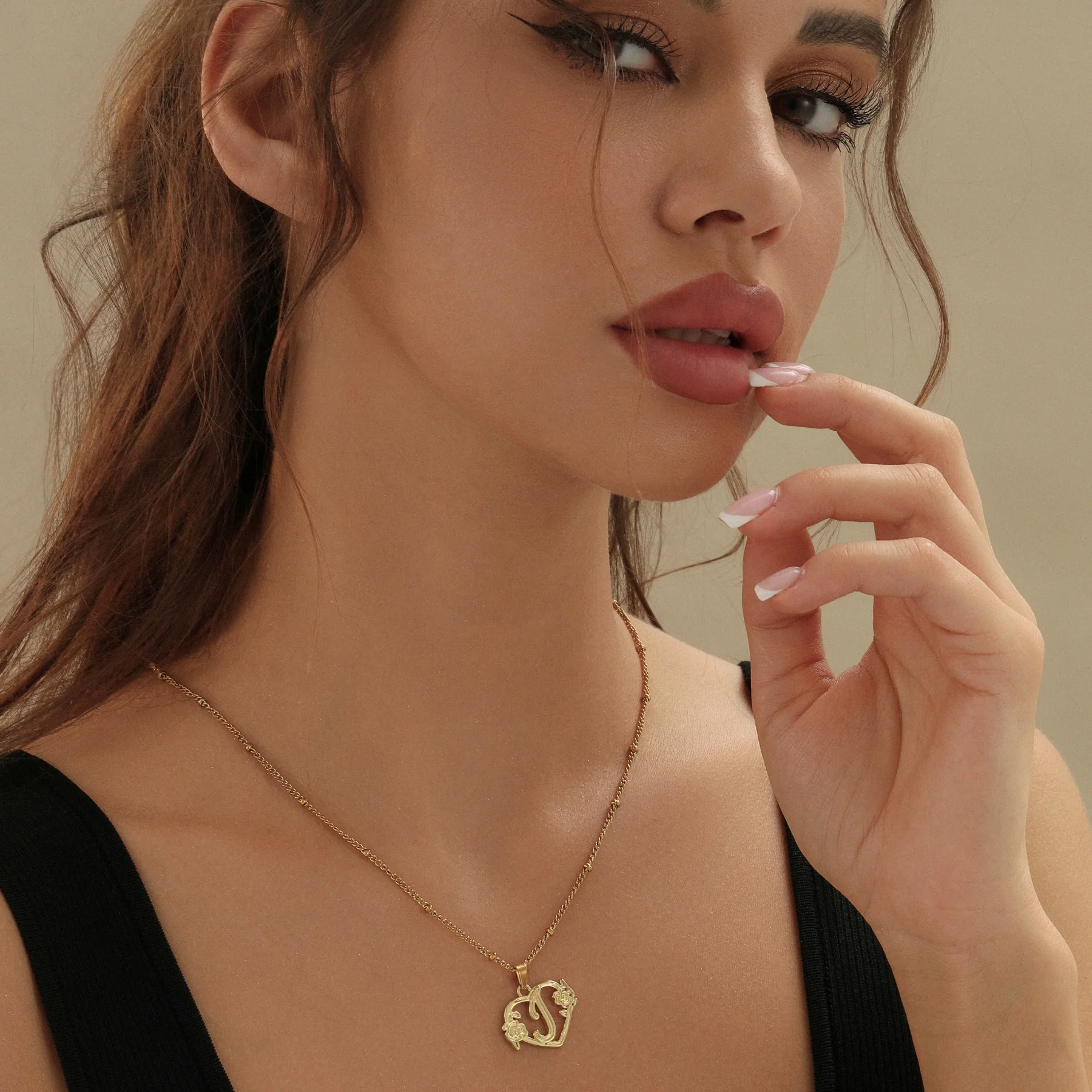 Heart Initial Necklace w/ Satellite Chain - Image 8