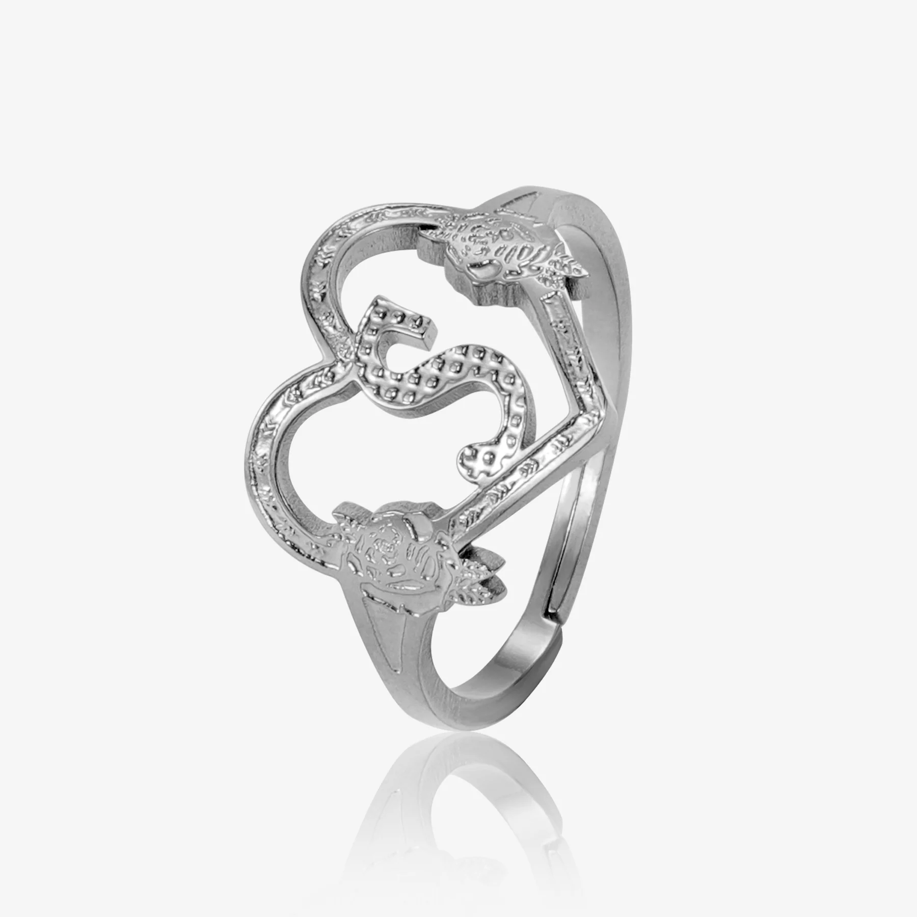 Heart Initial Ring - Image 6