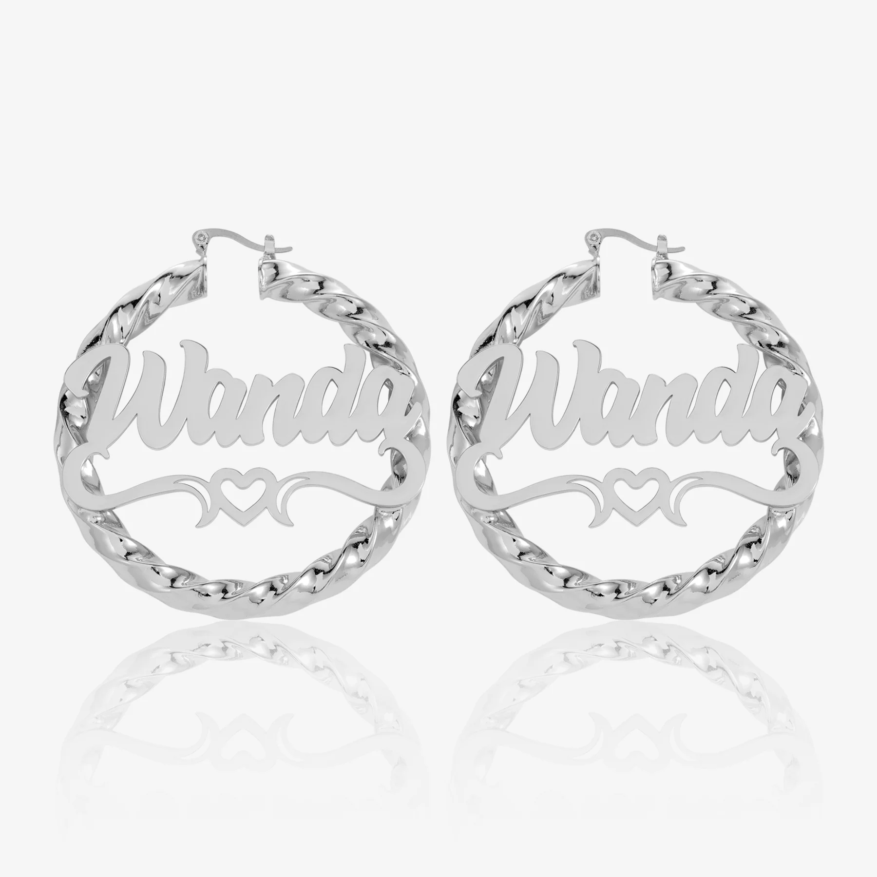 Heart Twist Name Hoop Earrings - Image 5