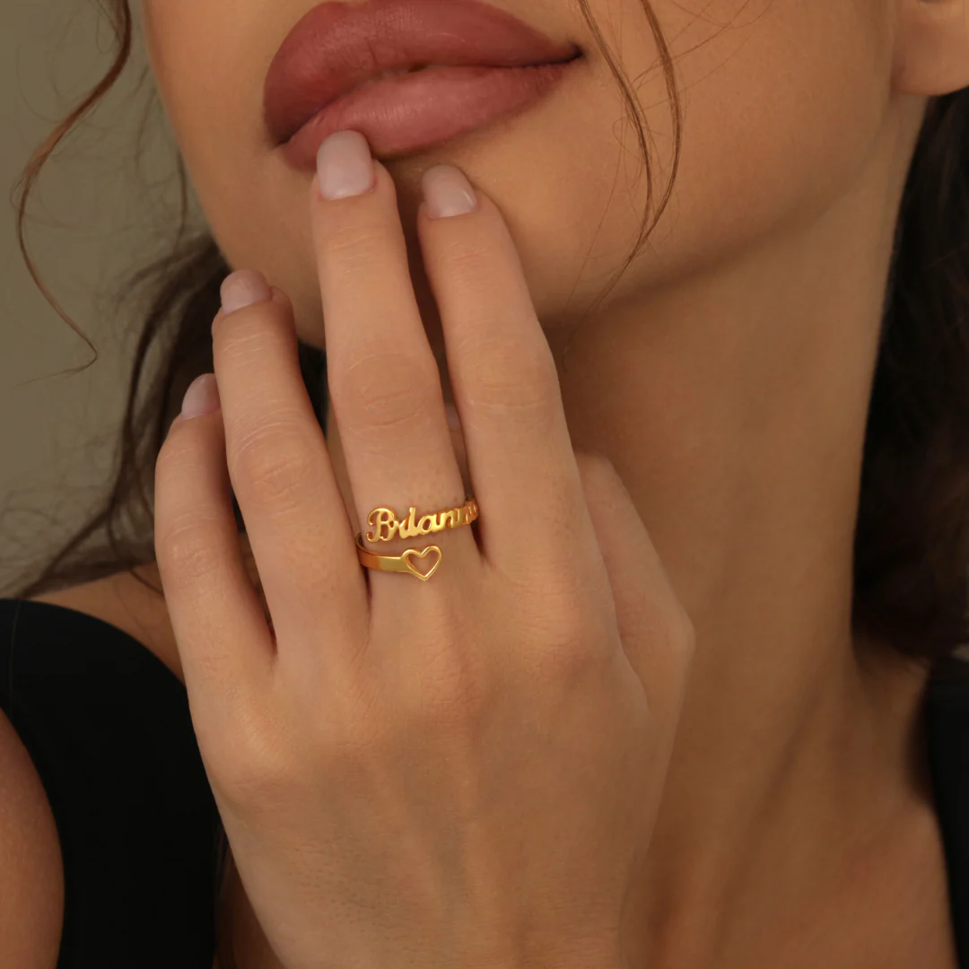 Hollow Heart Name Ring - Image 3
