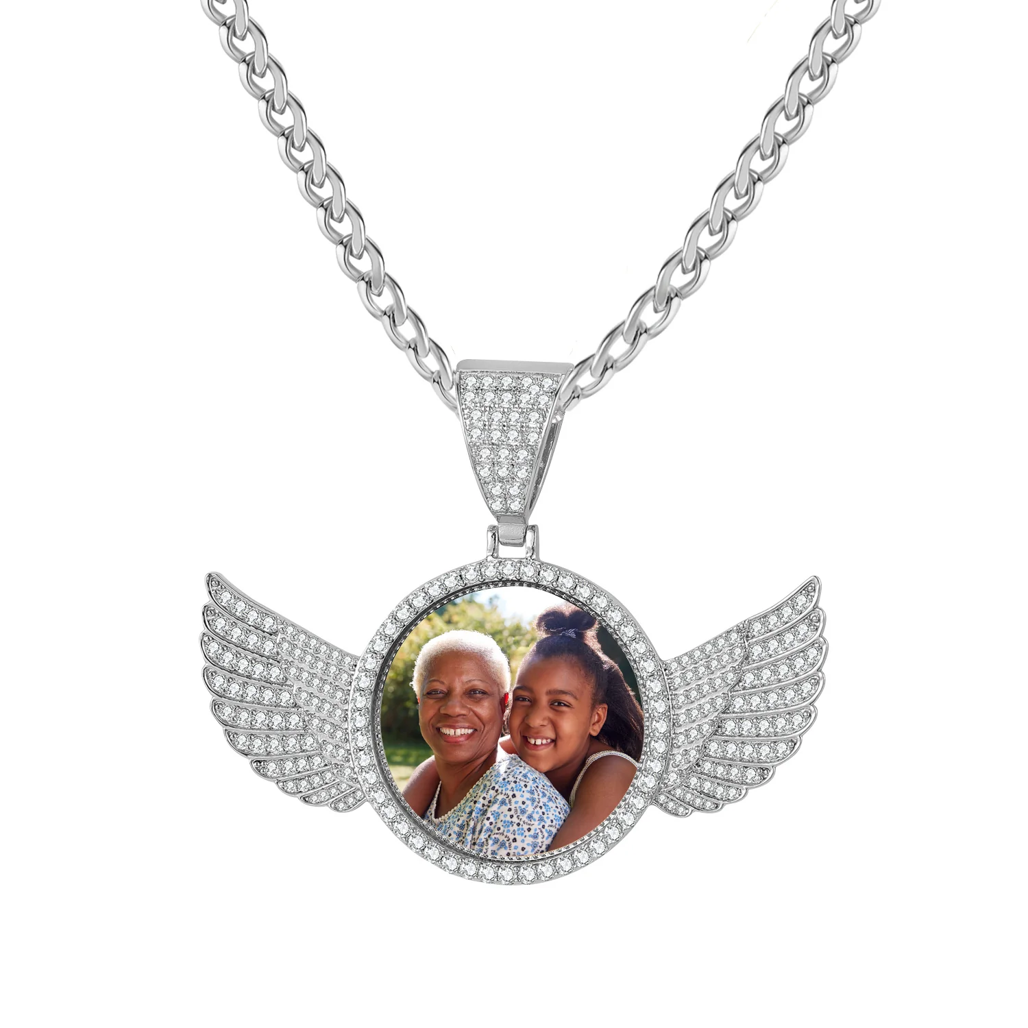 Iced Angel Photo Pendant Chain - Image 3