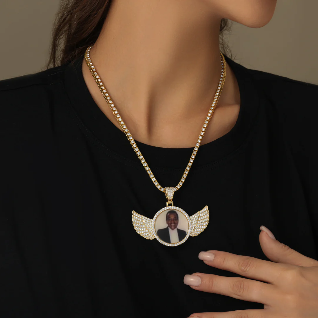 Iced Angel Photo Pendant Chain - Image 6