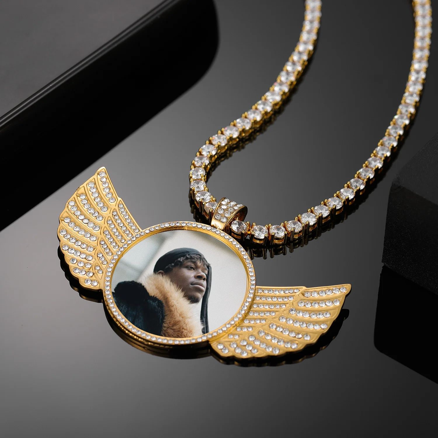Iced Angel Photo Pendant Chain - Image 7