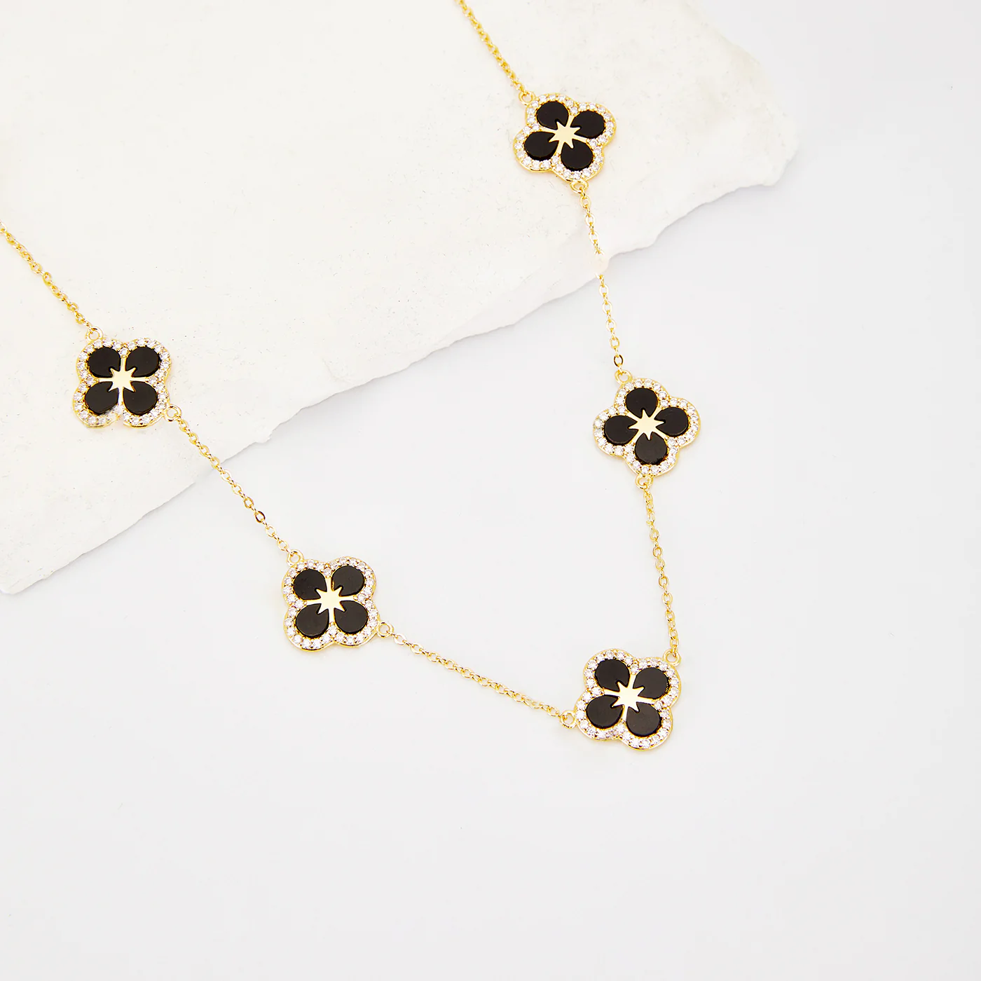 Iced Black Ventura Clover Necklace - Image 5