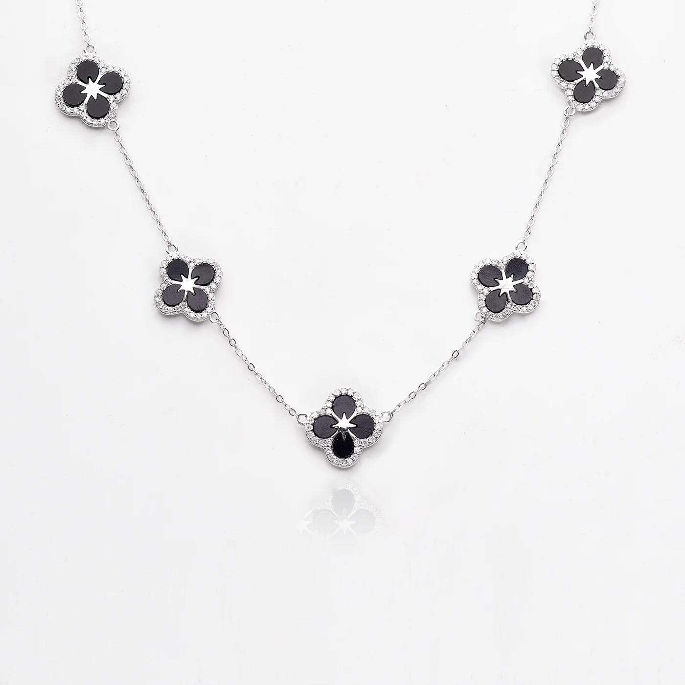 Iced Black Ventura Clover Necklace - Image 7