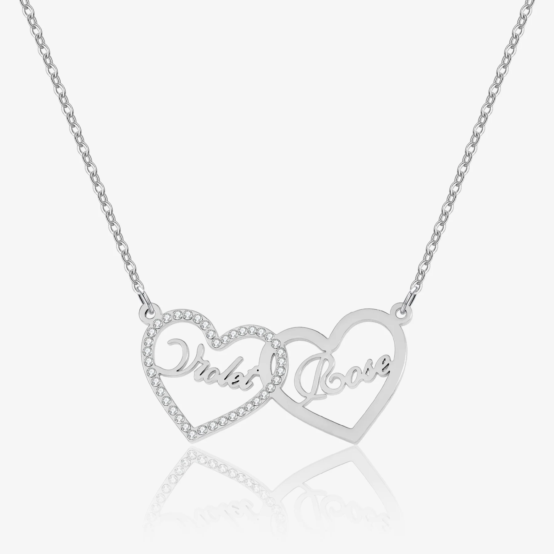 Iced Heart Double Name Necklace - Image 4