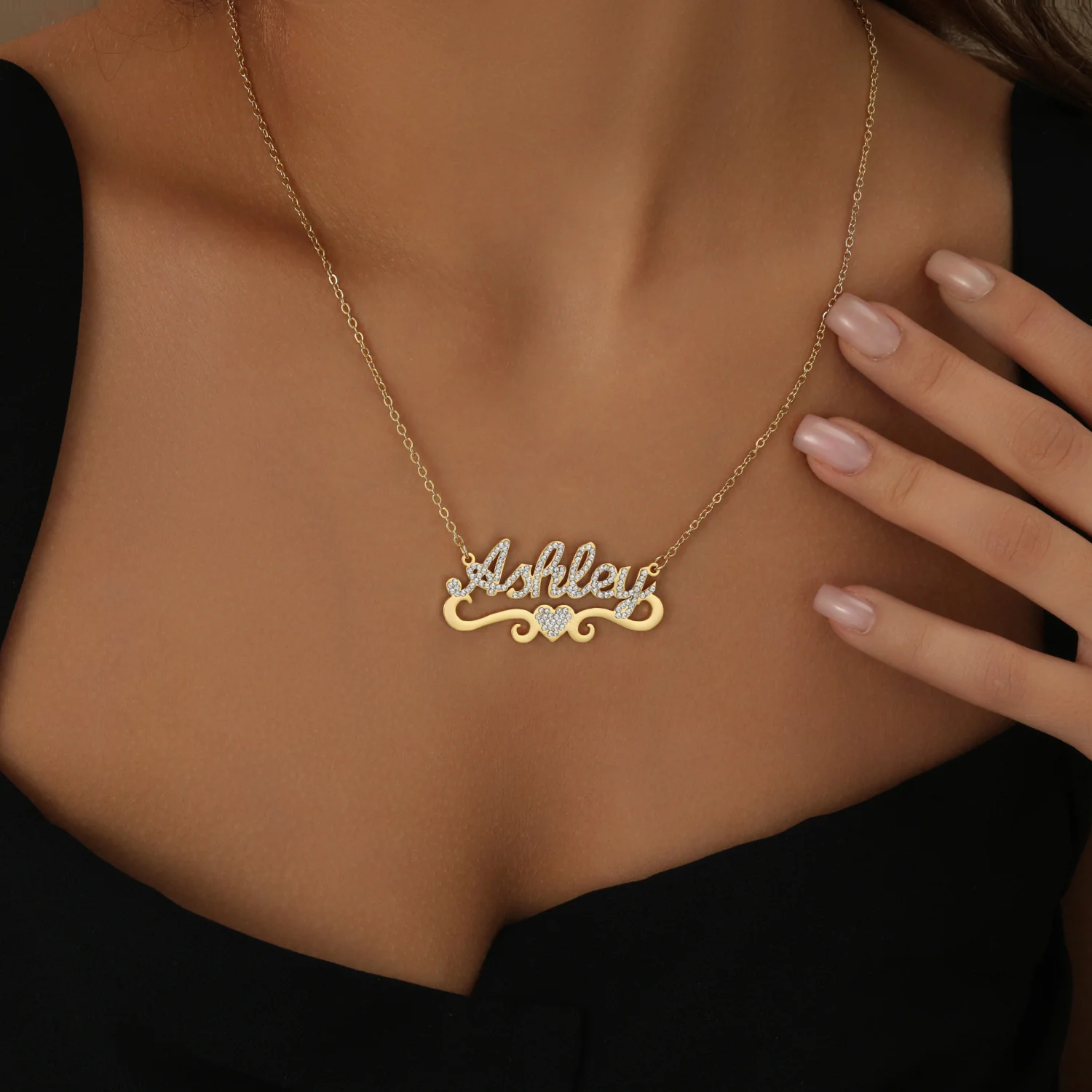 Iced Heart Name Necklace - Image 8