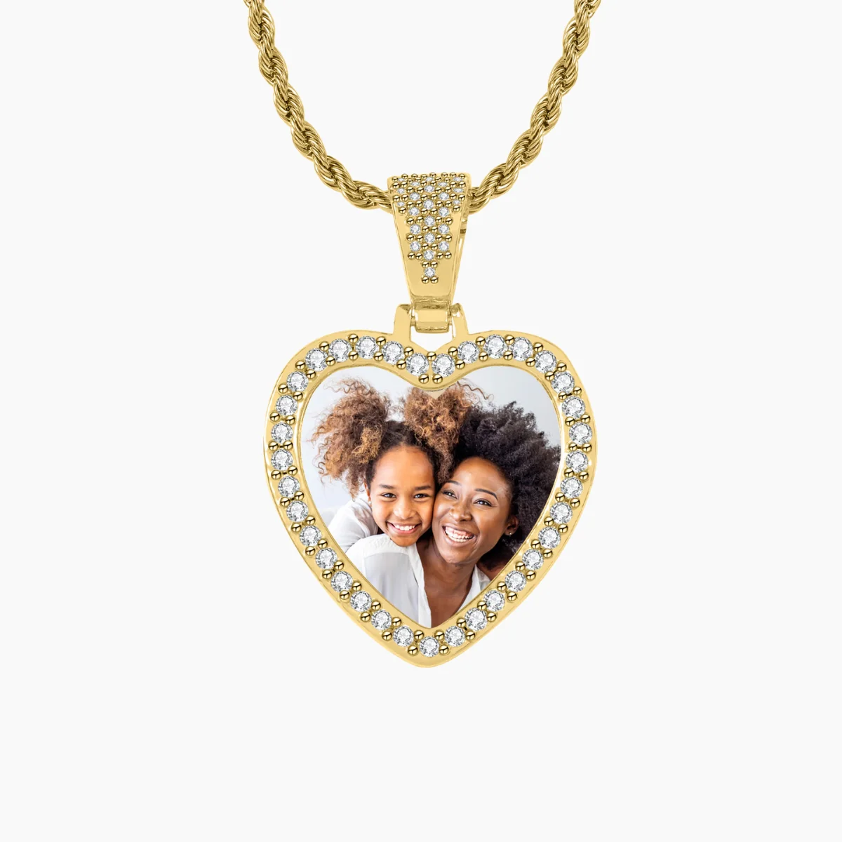 Iced Heart Photo Pendant w/ Engrave - Image 5