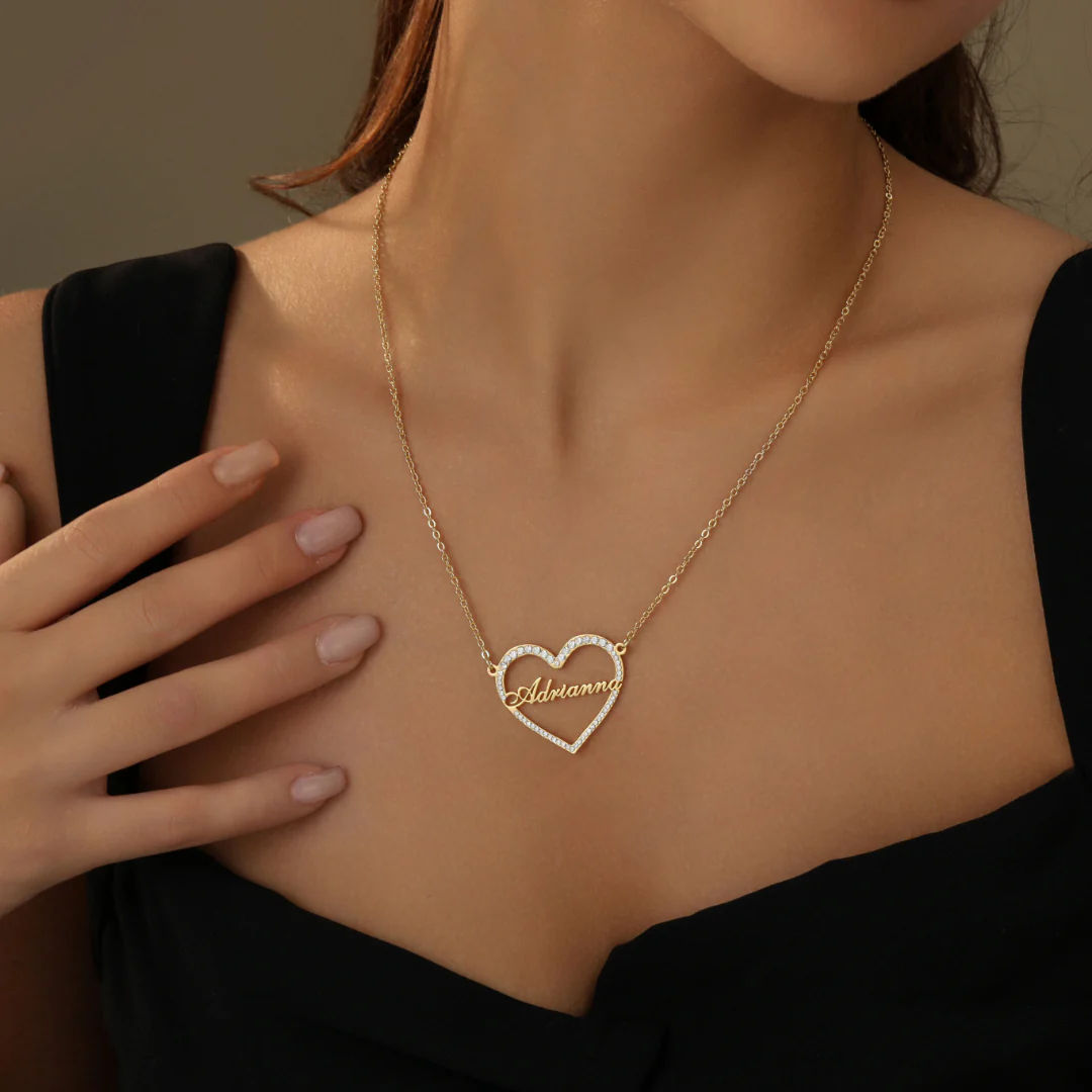 Iced Heart Shape Name Necklace - Image 3