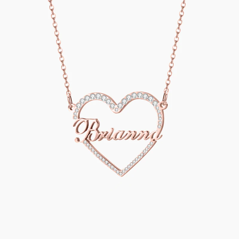 Iced Heart Shape Name Necklace - Image 5