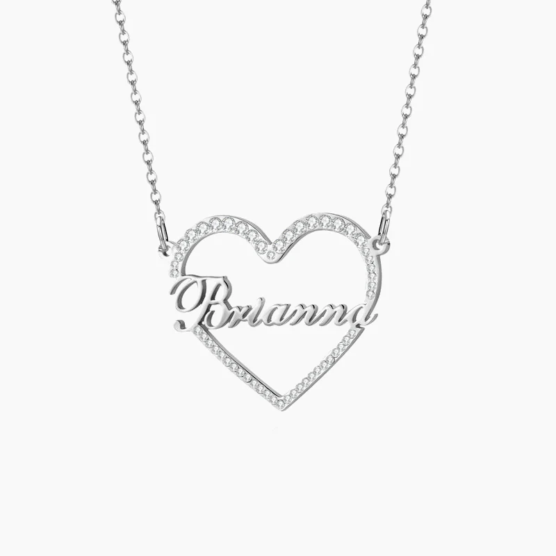 Iced Heart Shape Name Necklace - Image 6