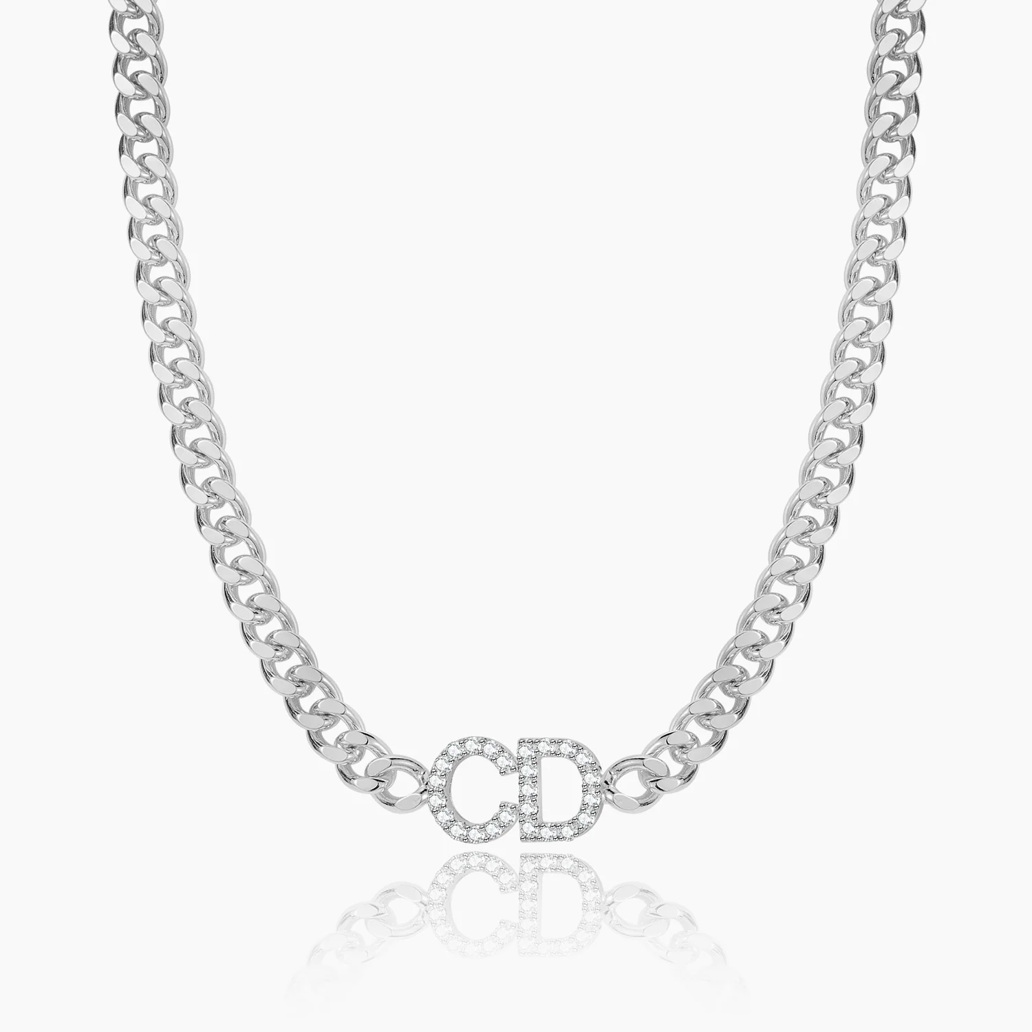 Iced Initials Necklace w/ Cuban Chain - Image 5