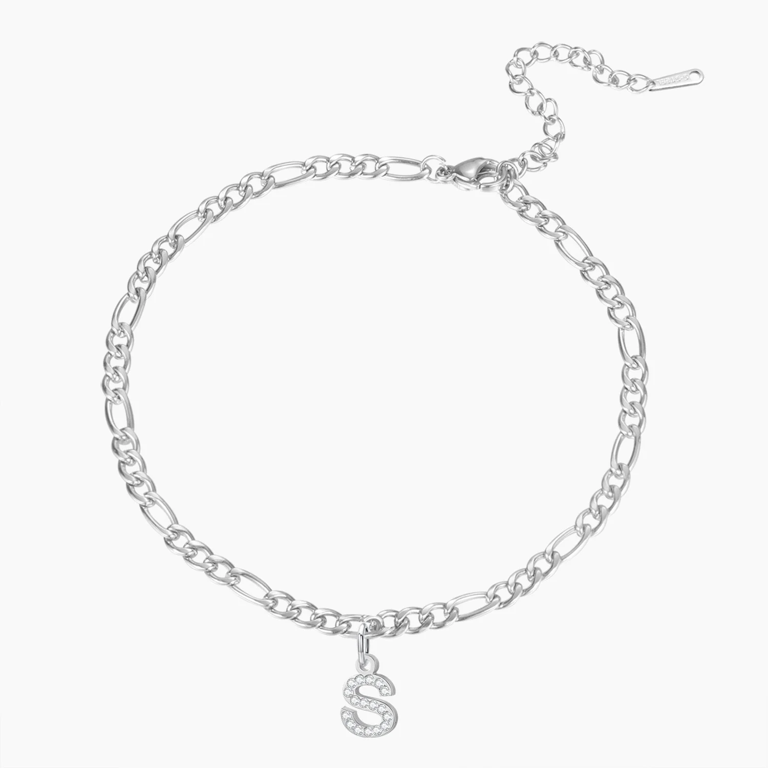 Iced Letter Bracelet w/ Figaro Chain - Image 3
