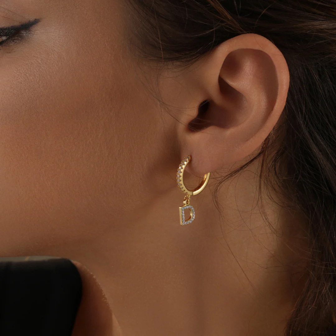 Iced Letter Earrings - Image 3