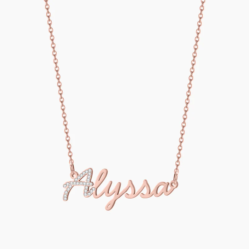 Iced Letter Script Name Necklace - Image 6