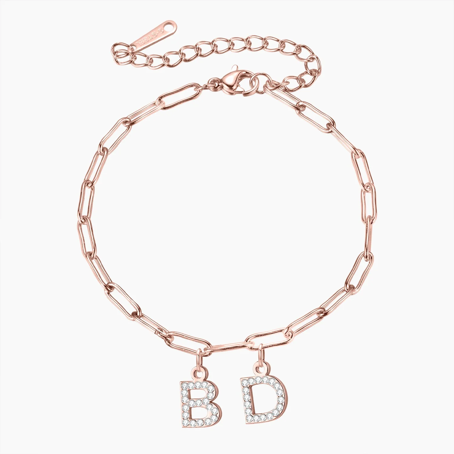 Iced Letters Bracelet w/ Paperclip Chain - Image 3