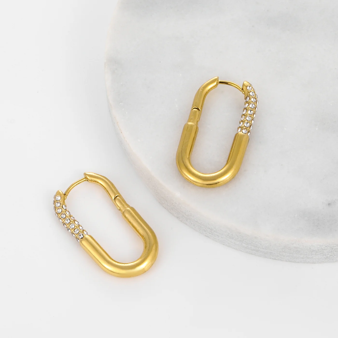 Iced Paperclip Hoop Earrings - Image 3