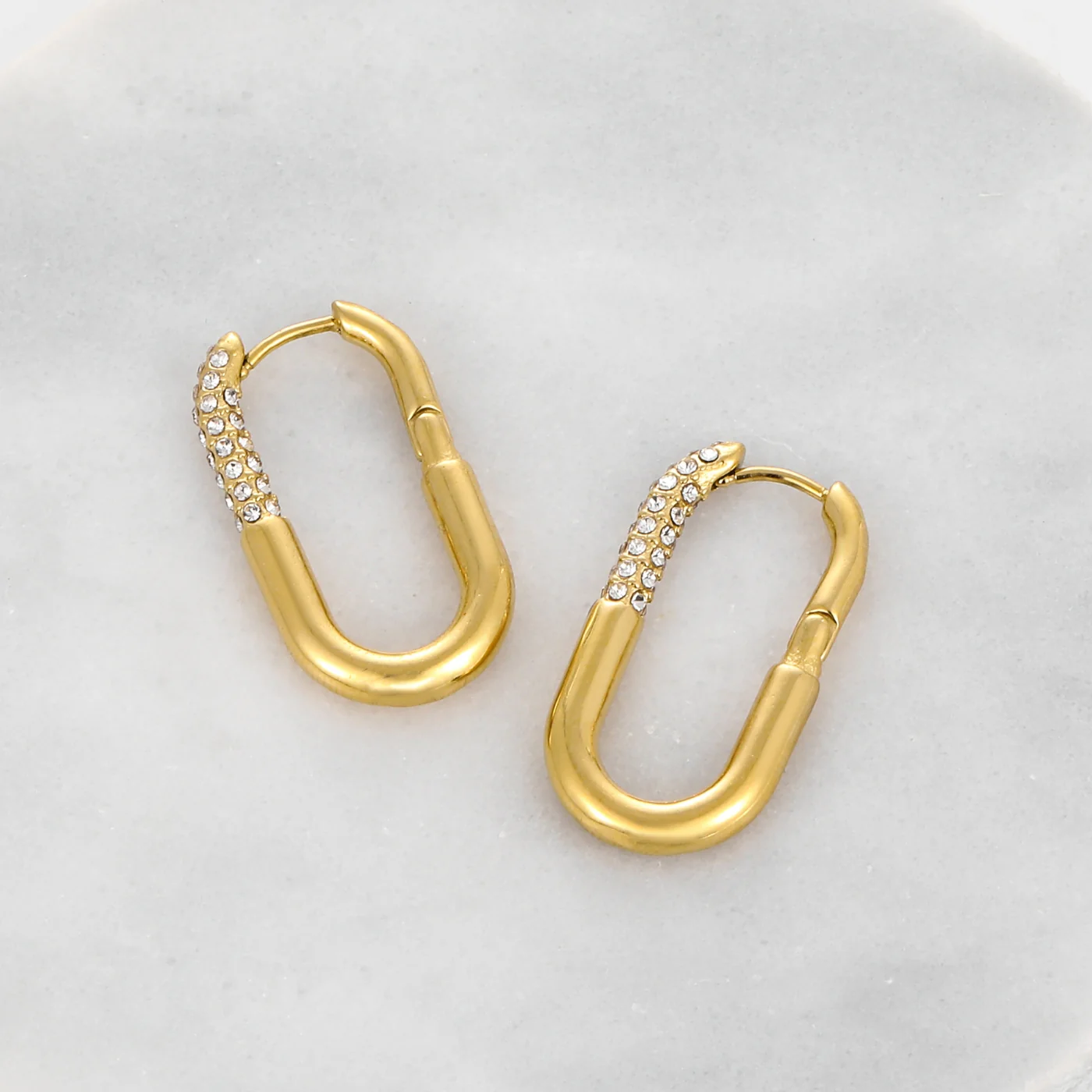 Iced Paperclip Hoop Earrings - Image 4