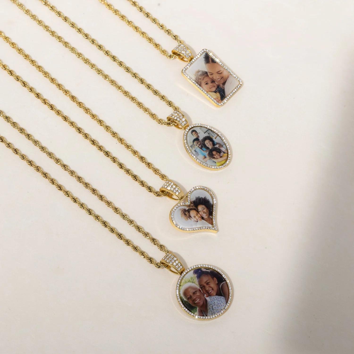Iced Photo Pendant w/ Rope Chain - Image 3