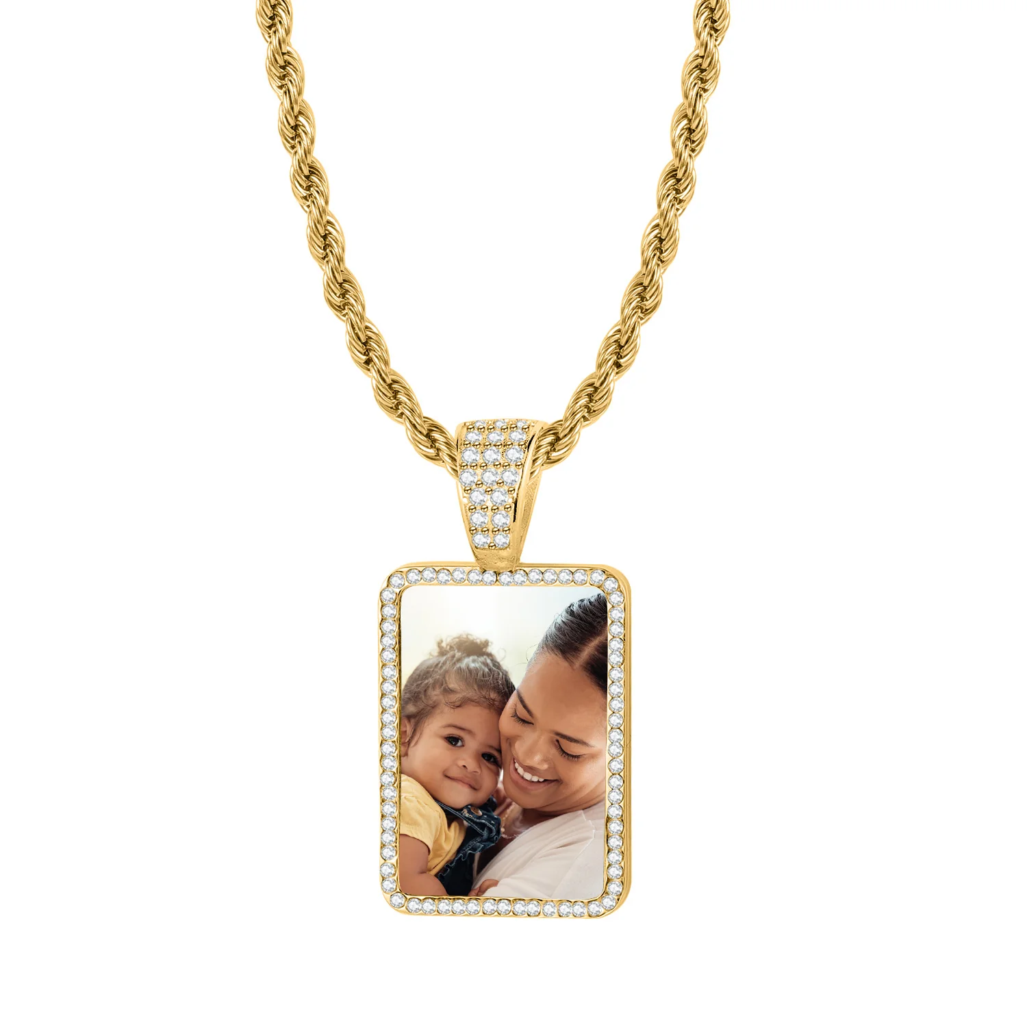Iced Photo Pendant w/ Rope Chain - Image 5