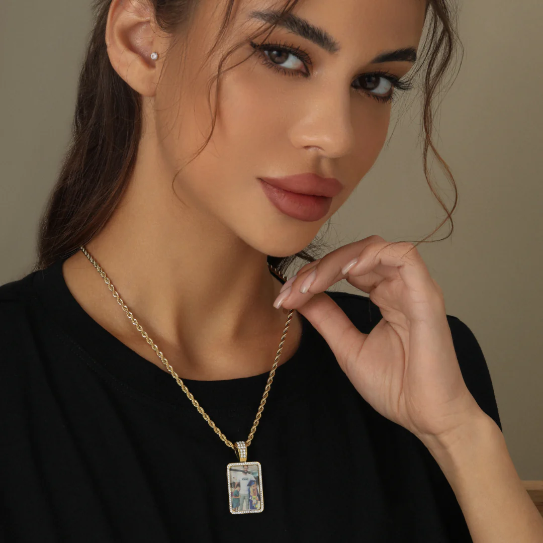 Iced Photo Pendant w/ Rope Chain - Image 6