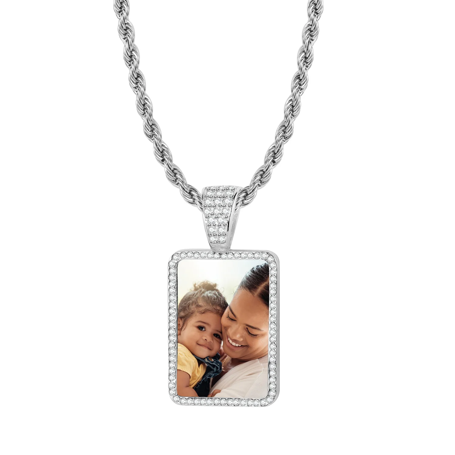Iced Photo Pendant w/ Rope Chain - Image 7