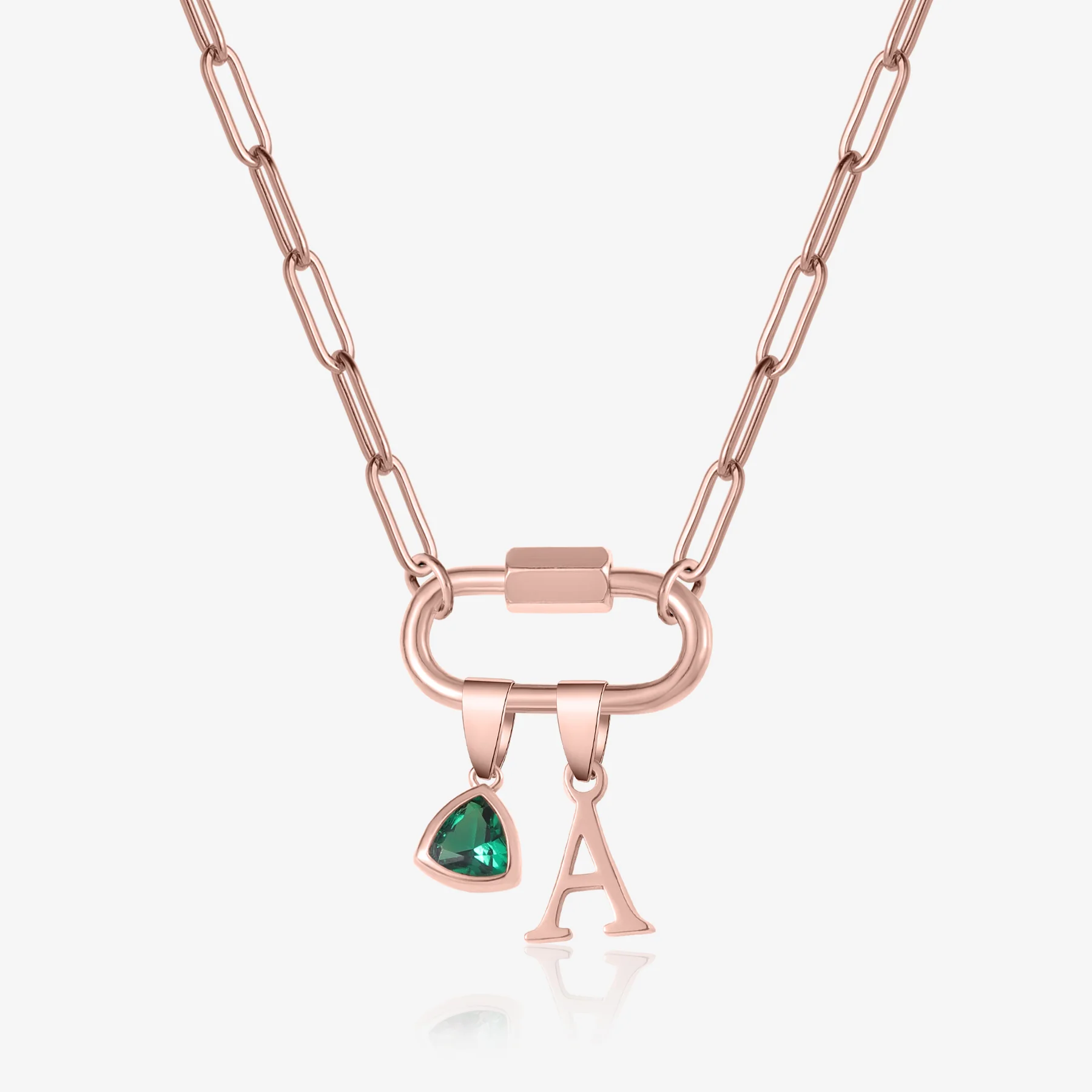 Initial Birthstone w/ Paper Clip Chain - Image 8