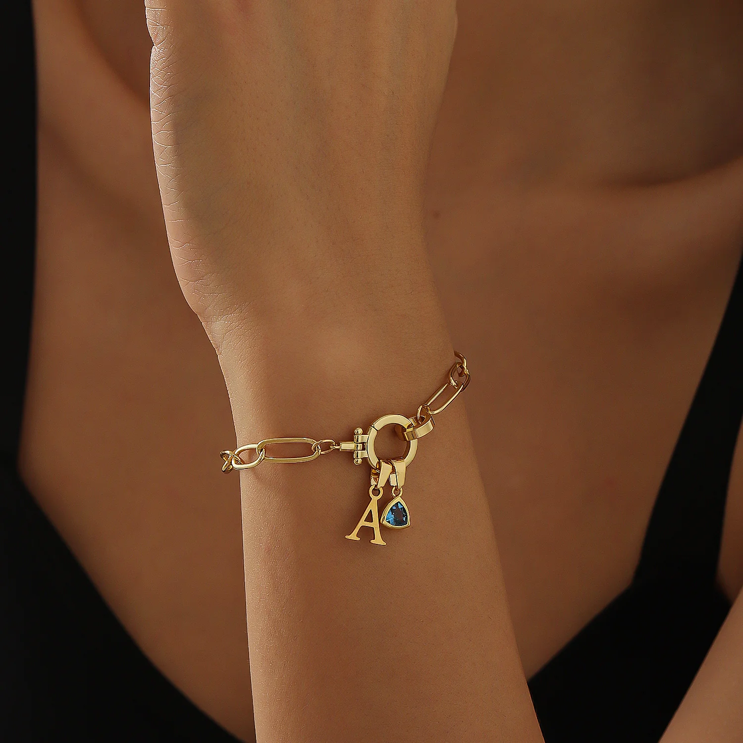 Initial Birthstone w/ Paper Clip Bracelet - Image 3