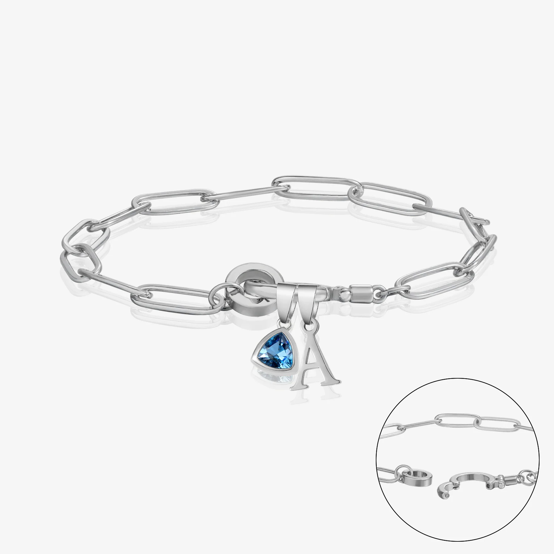 Initial Birthstone w/ Paper Clip Bracelet - Image 5