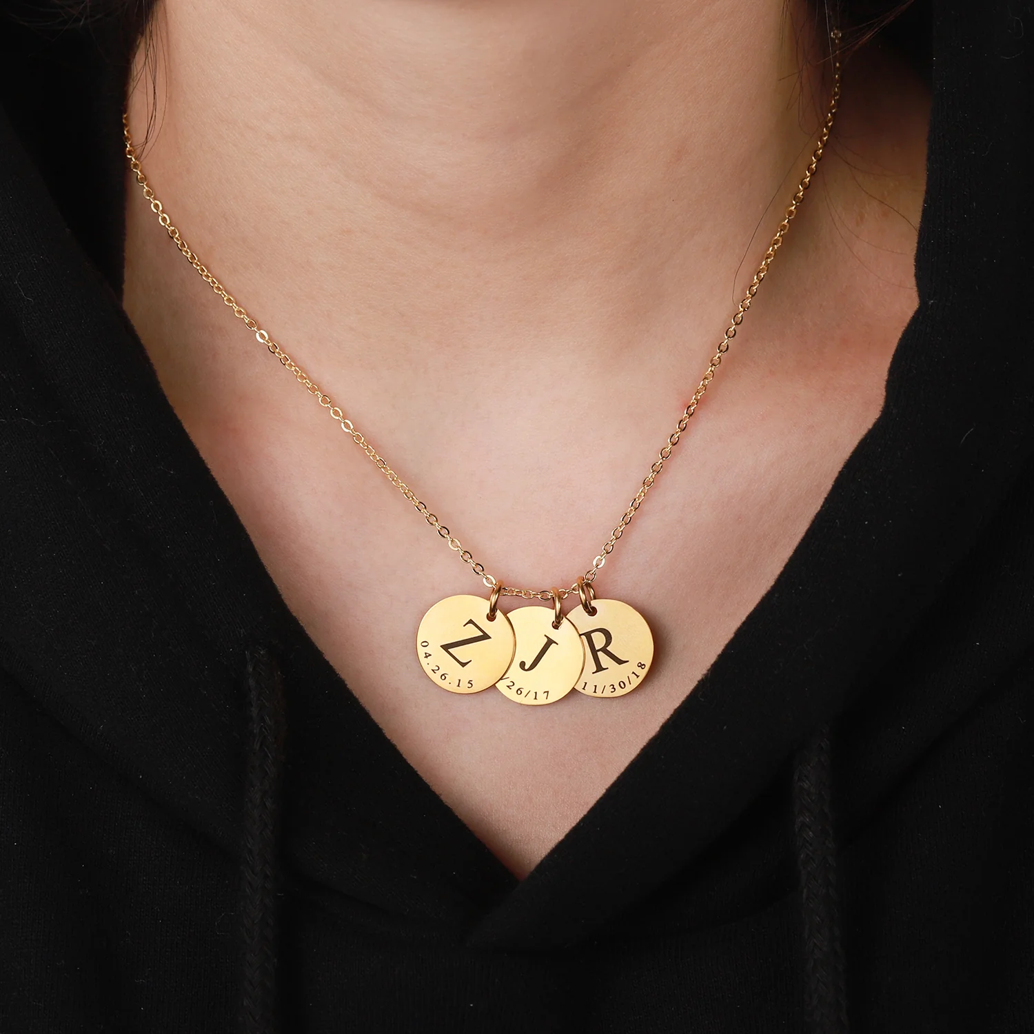 Initial Date Charm Necklace - Image 3