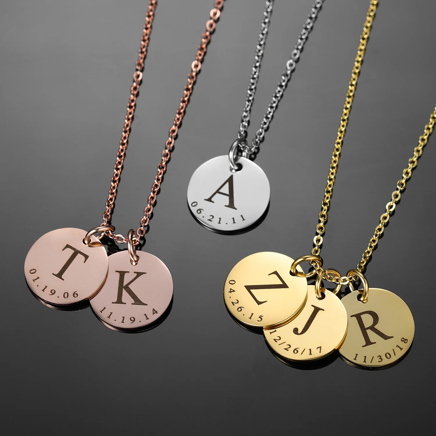 Initial Date Charm Necklace - Image 5