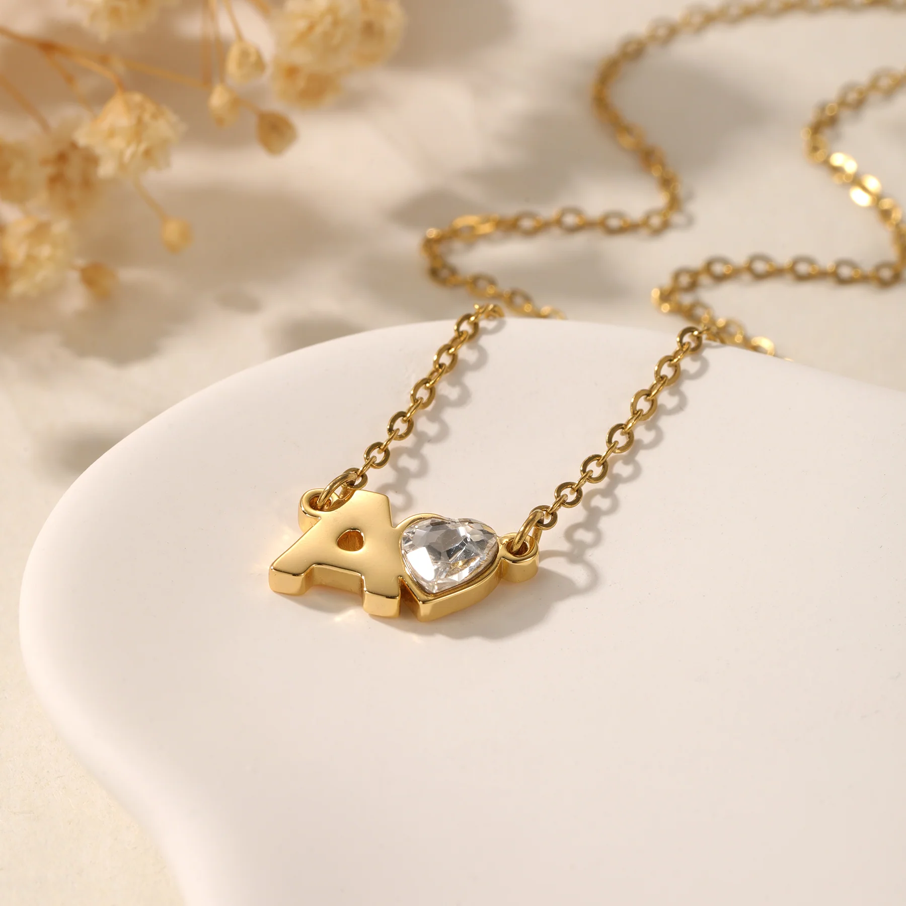 Initial Heart Birthstone Necklace - Image 5