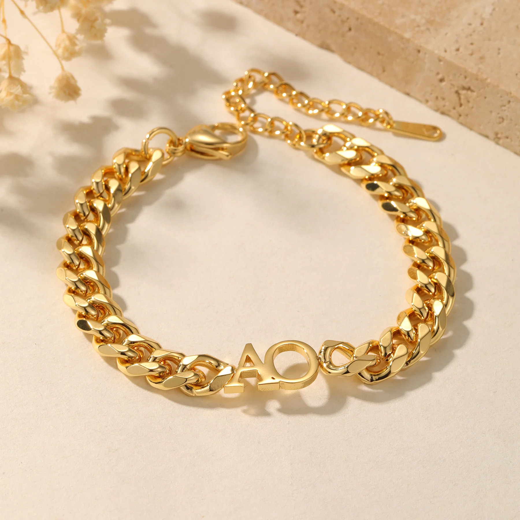 Initials Bracelet w/ XL Cuban Chain - Image 2