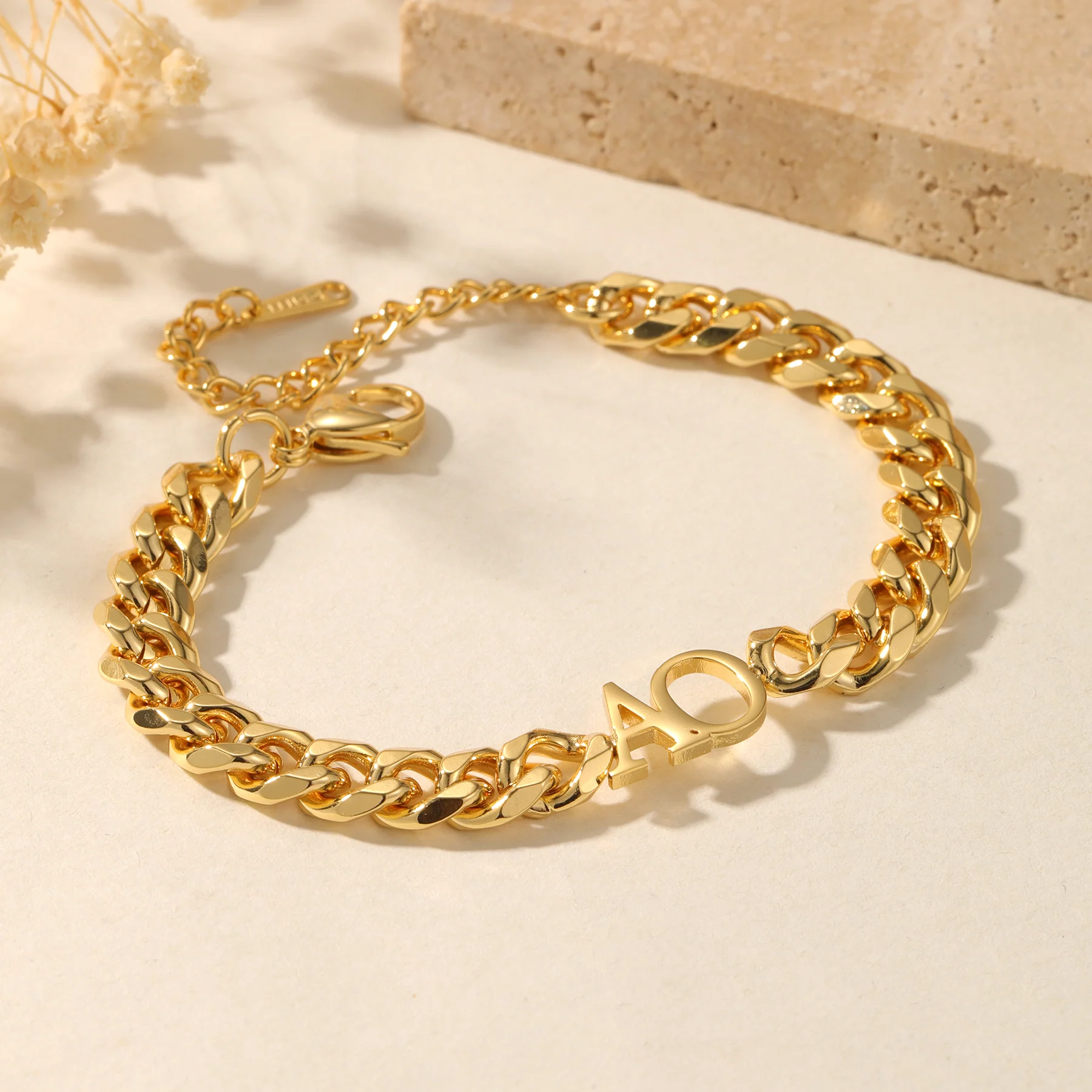 Initials Bracelet w/ XL Cuban Chain - Image 4
