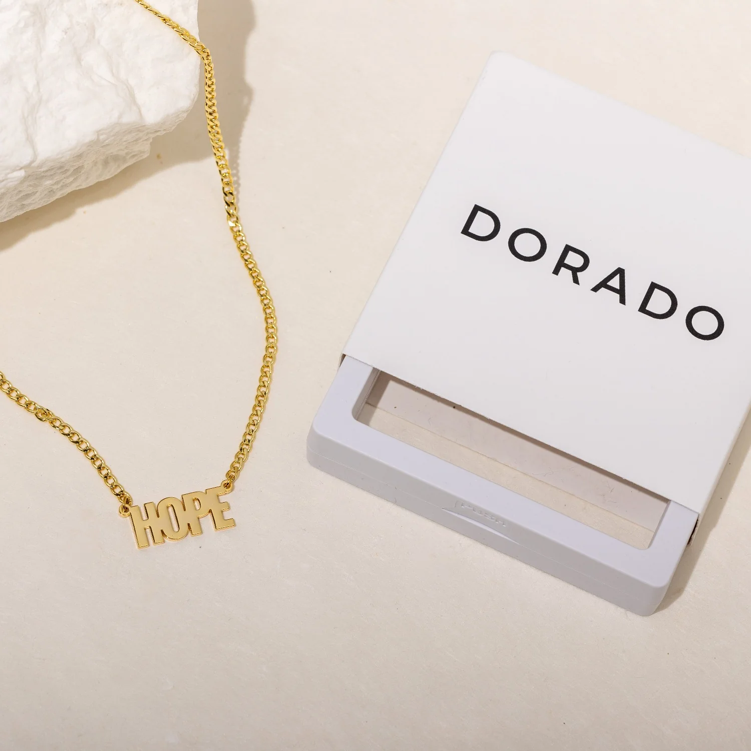 Kids Block Name Necklace w/ Cuban Chain - Image 5
