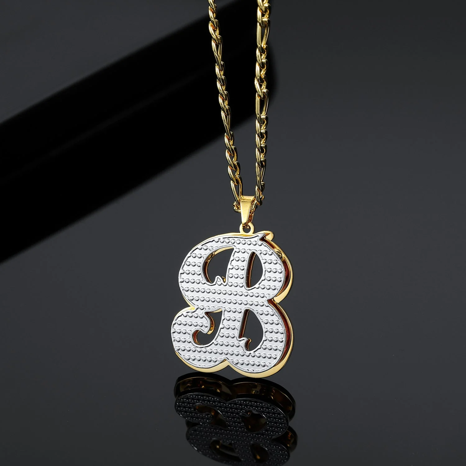 Kids Double Plated Initial Necklace w/ Figaro Chain - Image 5