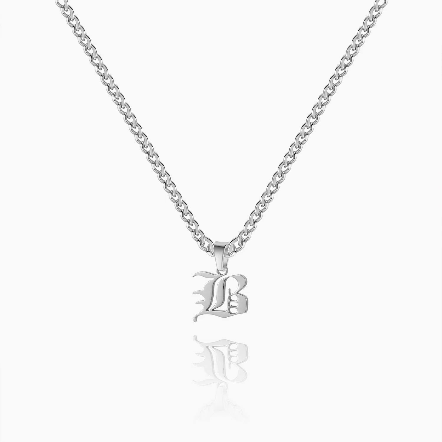Kids Gothic Letter Necklace w/ Cuban Chain - Image 4