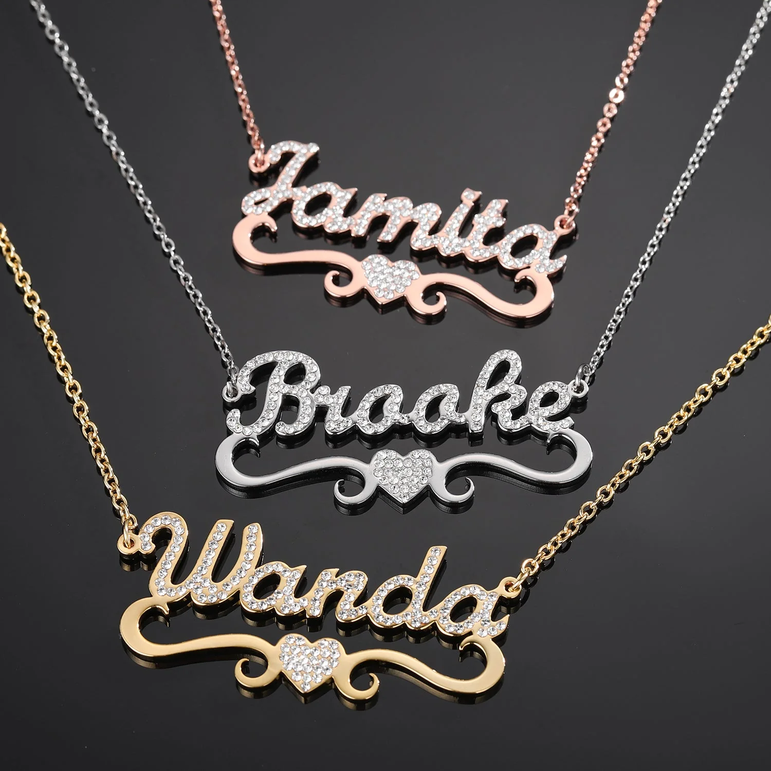 Kids Iced Heart Name Necklace - Image 3