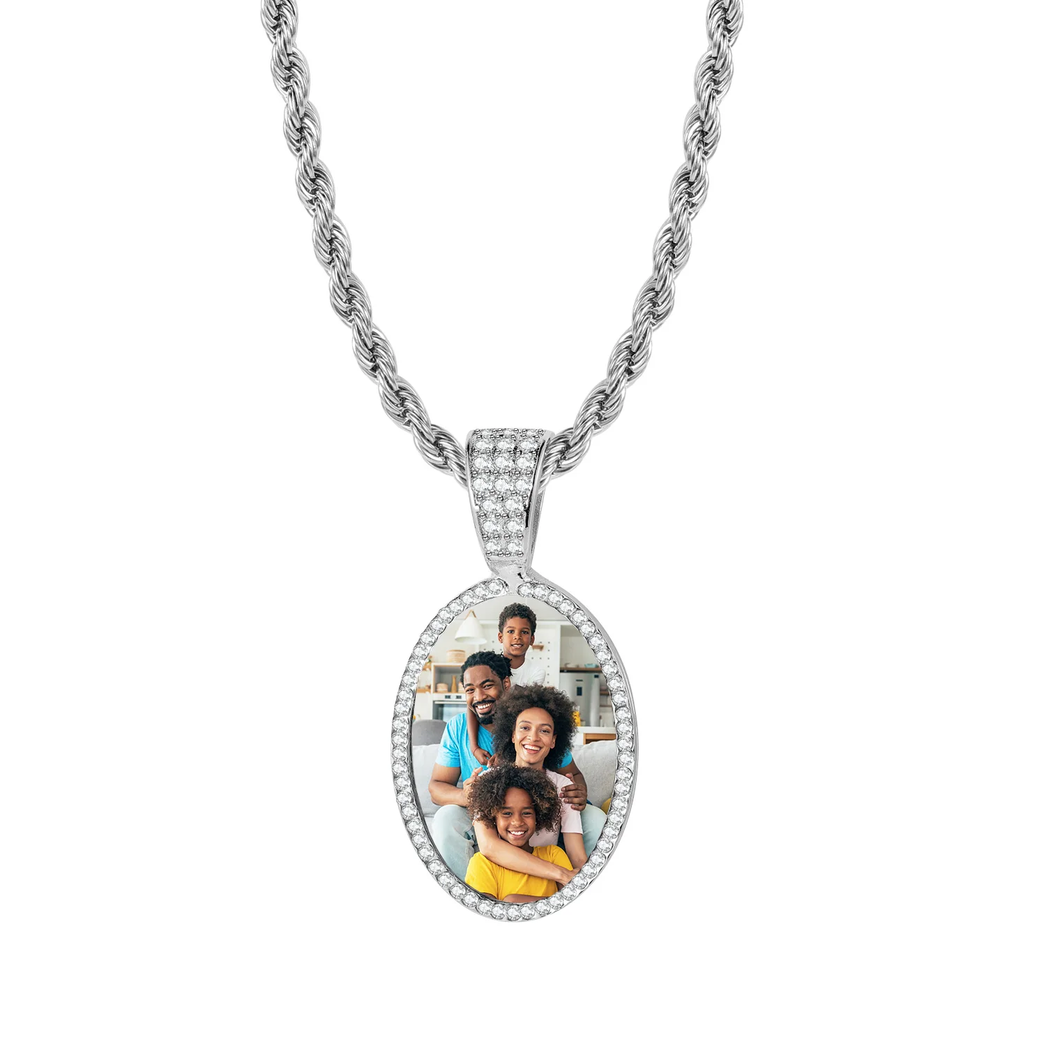 Kids Iced Photo Pendant w/ Rope Chain - Image 10
