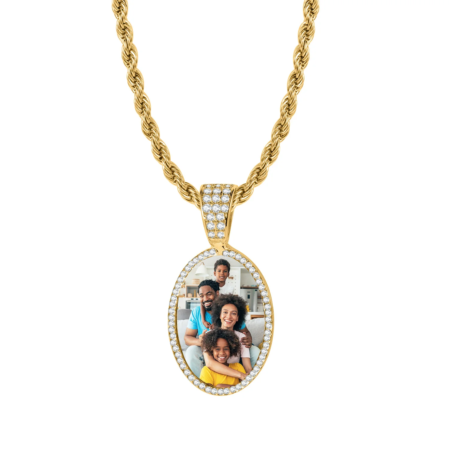 Kids Iced Photo Pendant w/ Rope Chain - Image 9