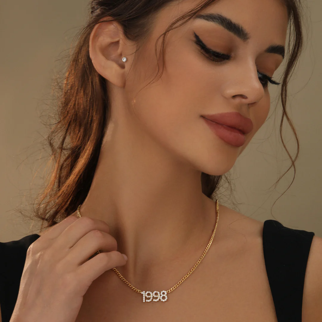 Kids Iced Year Necklace w/ Cuban Chain - Image 4