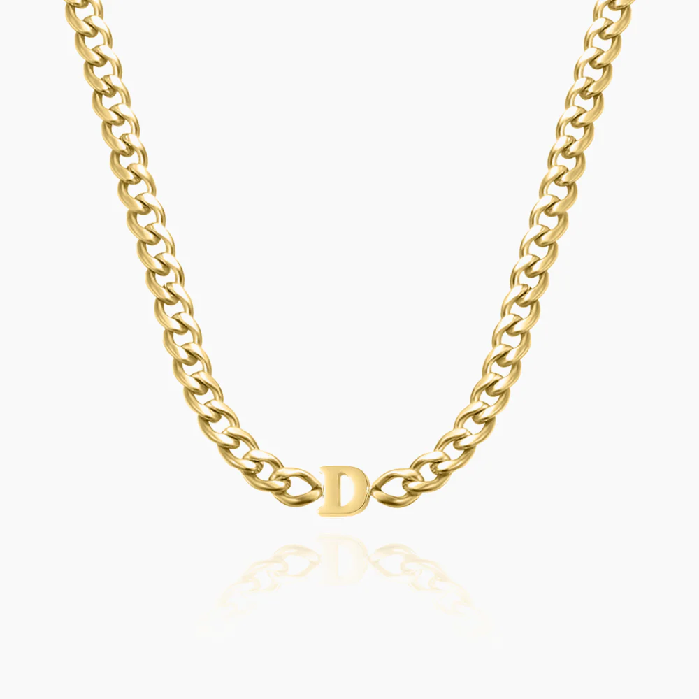 Letter Choker w/ XL Cuban Chain